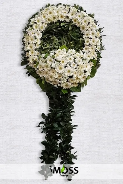 Beyaz Çiçeklerden Oluşan Cenaze Çelengi