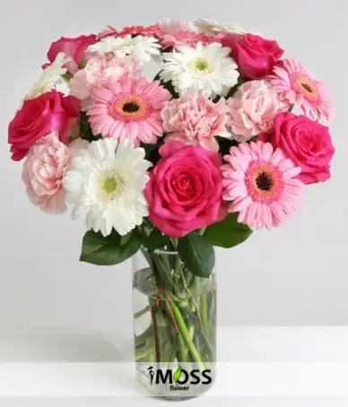 Pembe Tonlarda Gerbera Vazosu