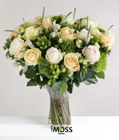 Beyaz Ve Somon Gül Vazosu