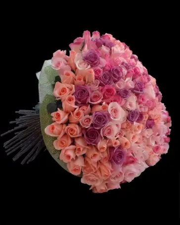 101 ADET RENKLİ GUL BUKETİ