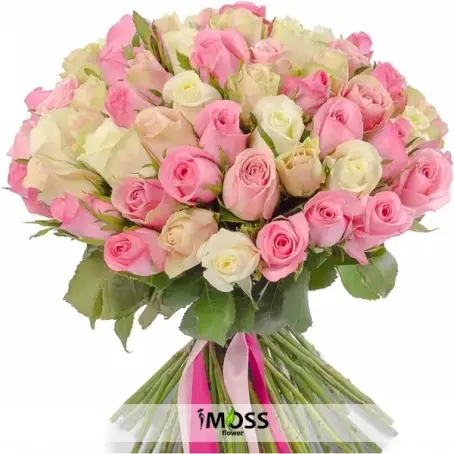 51 ADET PEMBE BEYAZ GULLERDEN BUKET