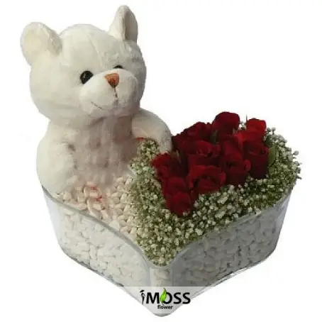 CAM KALP İÇİNDE GULLER VE AYICIK