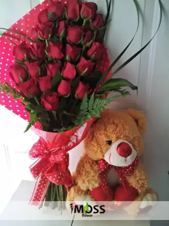 21 ADET GÜL BUKETİ VE AYICIK