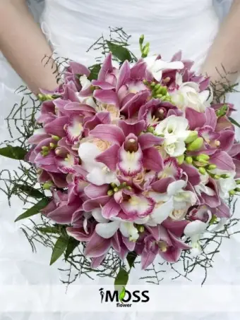 Pembe Cymbidium Gelin Buketi