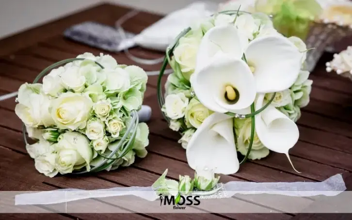 Beyaz Özel Gelin Buketi Ve Bileklik