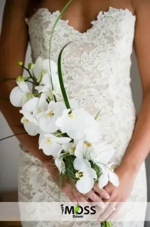 Beyaz Orkide Gelin Buketi